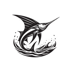 Swordfish Vector Silhouette - Swordfish Illustration - Fish Vector