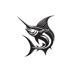 Swordfish Vector Silhouette - Swordfish Illustration - Fish Vector