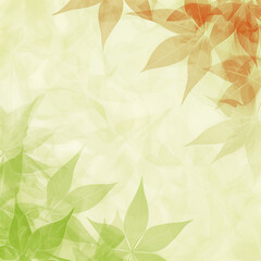 Fototapeta premium A soft, pastel background with green and orange leaves