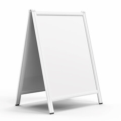 Blank White A-Frame Signboard Mockup on White Background, Detailed Illustration, Advertising and Marketing, Portable Display, 4K Wallpaper, Poster
