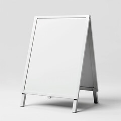Blank White A-Frame Signboard Mockup on White Background, Detailed Illustration, Advertising and Marketing, Portable Display, 4K Wallpaper, Poster