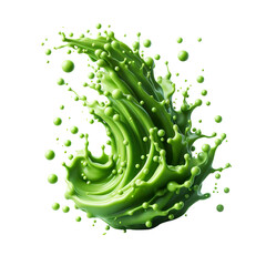 green juice liquid swirl splash with little foundation bubbles minimalist isolated on white background PNG