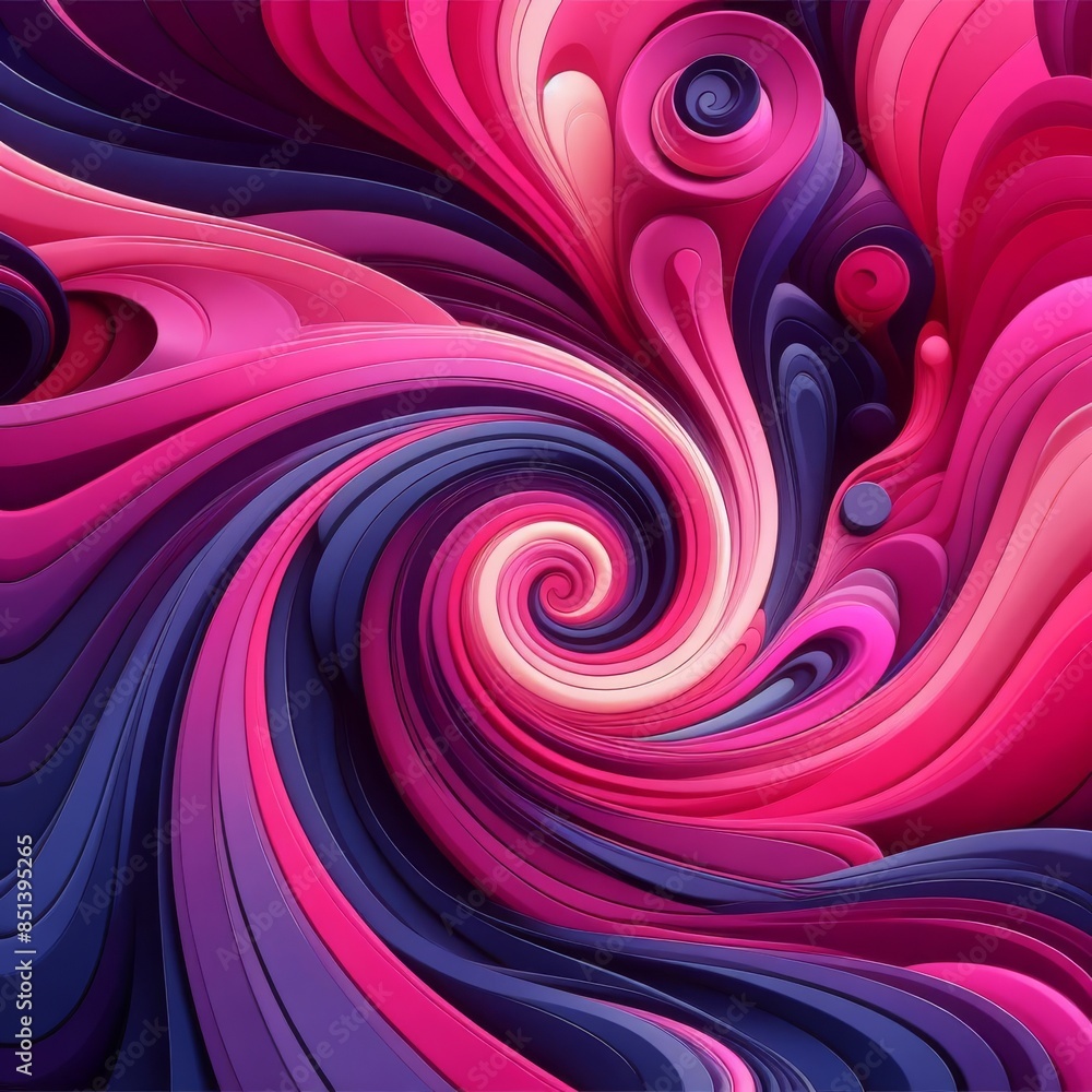 Poster a mesmerizing digital art piece featuring abstract swirling waves in vibrant pink and purple hues. t