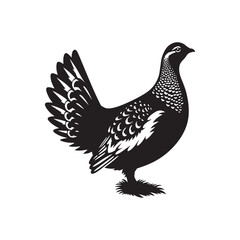 Willow Ptarmigan Silhouette - Willow Ptarmigan Illustration - Ptarmigan Vector.