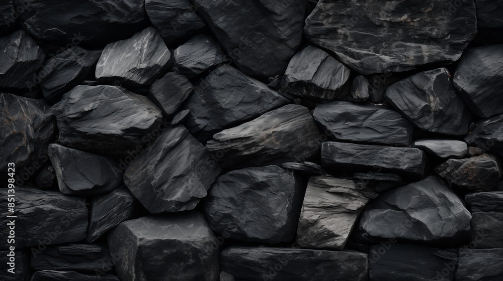 Poster Empty gray concrete wall. Gray concrete wall as background. Abstract design with textured black stone wall background