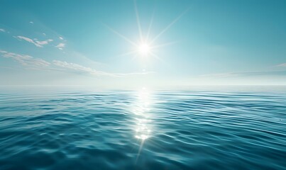 Obraz premium ater with a sun shining brightly on it The water is calm, Generative AI