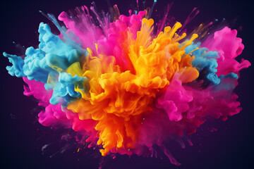 Obraz premium Color liquid ink splash abstract background rainbow art. Holi paint rainbow multi colored