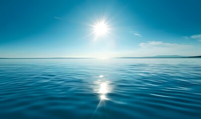 Obraz premium ater with a sun shining brightly on it The water is calm, Generative AI