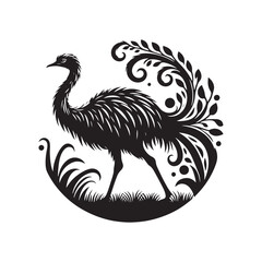 Rhea Vector Silhouette - Rhea Illustration - Bird Vector