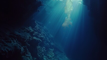 Sunlight Illuminating Underwater Cave