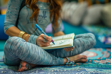 A person practicing mindfulness with a journal and pen, focusing on mental clarity and self-reflection
