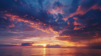 Dramatic Sunset over a Calm Sea