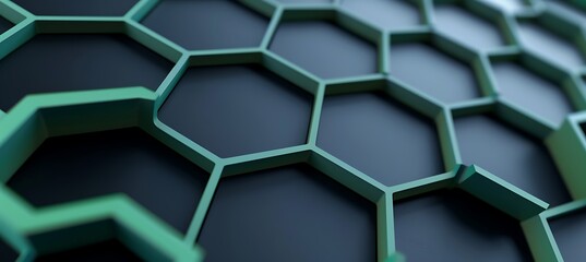 Stylish Hexagonal Wallpaper: Green and Black Patterns for a Modern Look
