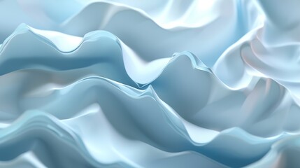 Obraz premium Fluid and flexible material with soft ripples in a tranquil gradient of blues and whites, evoking calmness