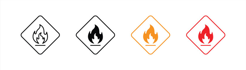 fire icon set. flame icon sign symbol collections, vector illustration