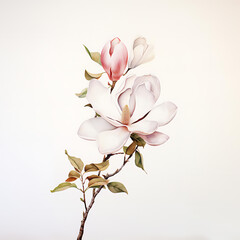 Obraz premium Pink Magnolia watercolor painting isolated on white background