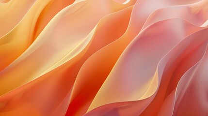 Obraz premium Graceful abstract background with soft orange and pink waves, creating a warm and elegant visual appeal