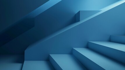 Minimalist blue staircase with modern geometric design elements