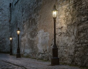 lamp, wall, light, old, architecture, street, lantern, brick, stone, building, city, vintage, ancient, antique, europe, medieval, town, historical, history, house, historic, metal, iron, decoration, a