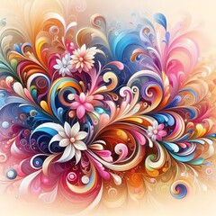 Abstract Floral Swirls Background