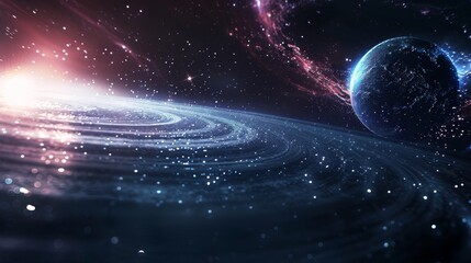 Obraz premium Space-themed abstract background showcasing a planet and starry galaxy