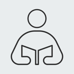 Fototapeta premium Reading book. Book reading. Person read book. Easy editable outline vector design.