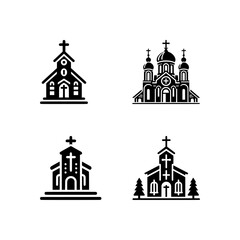 christian or catholic church icon - black on white background (artwork 2)