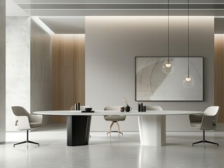 Boardroom table with minimalist decor