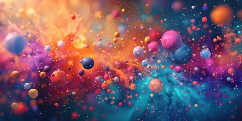 Abstract Colorful Sphere Composition