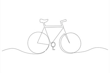 Continuous one line bicycle outline on a white background vector art illustration