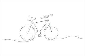 Continuous one line bicycle outline vector art illustration © MdOmar