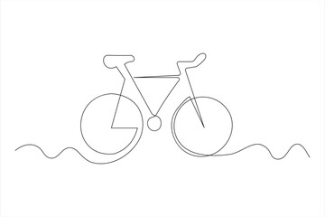 Continuous one line bicycle outline on a white background vector art illustration © MdOmar