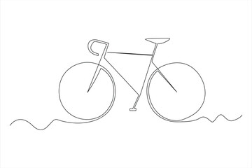 Continuous one line bicycle outline on a white background vector art illustration
