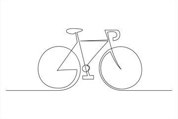 Continuous one line bicycle outline vector art illustration © MdOmar