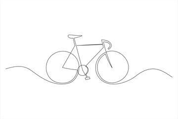Continuous one line bicycle outline vector art illustration © MdOmar