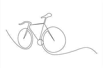 Continuous one line bicycle outline vector art illustration © MdOmar