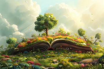 Book illustration of a enchanted landscape