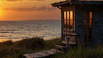 The nostalgia of watching the sunset from a childhood hideout  ai_generated