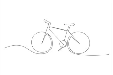 Continuous one line bicycle outline vector art illustration © MdOmar