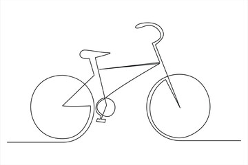 Continuous one line bicycle outline vector art illustration © MdOmar