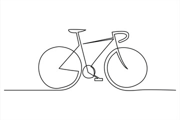 Continuous one line bicycle outline vector art illustration © MdOmar