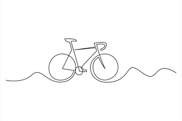 Continuous one line bicycle outline vector art illustration © MdOmar