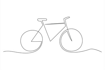 Continuous one line bicycle outline vector art illustration © MdOmar