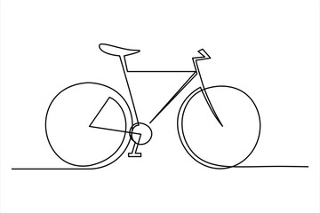 Continuous one line bicycle outline vector art illustration © MdOmar