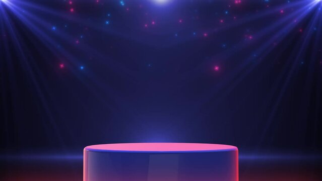 american color theme product placement background with podium, sparkling star, copy space and spotlight