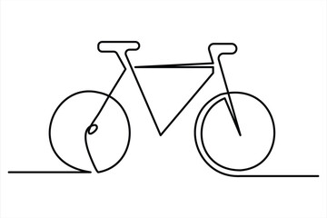 Continuous one line bicycle outline vector art illustration © MdOmar