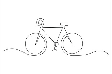 Continuous one line bicycle outline vector art illustration © MdOmar