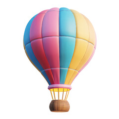 Colorful hot air balloon isolated on a white background. Perfect for travel, adventure, and leisure-themed projects.