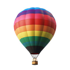 Fototapeta premium Colorful hot air balloon isolated on white background, showcasing vibrant rainbow colors. Perfect for travel and adventure themed designs.