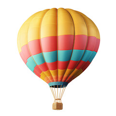 Naklejka premium Colorful hot air balloon isolated on white background, vibrant and playful design perfect for travel and adventure-themed content.